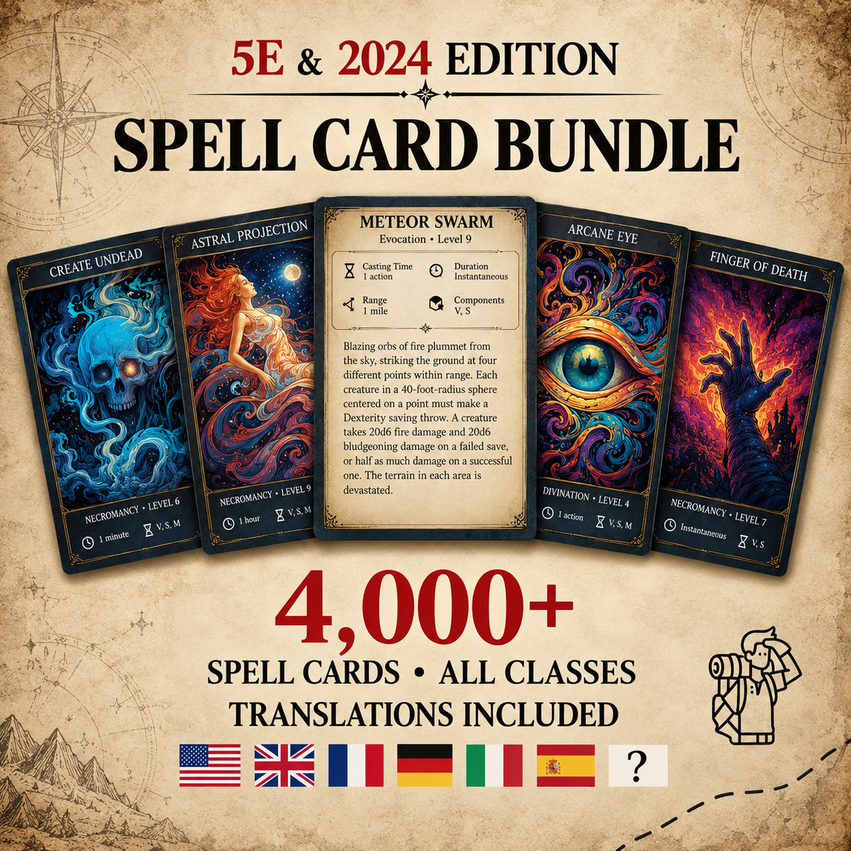 D&D Spell Cards — Tarot Format (Fated Duo Add-on)